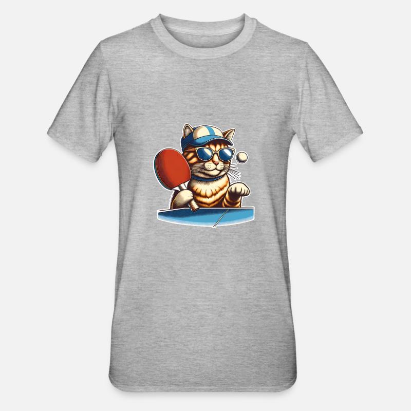 Chat de ping-pong - T-shirt polycoton Unisexe - gris chiné