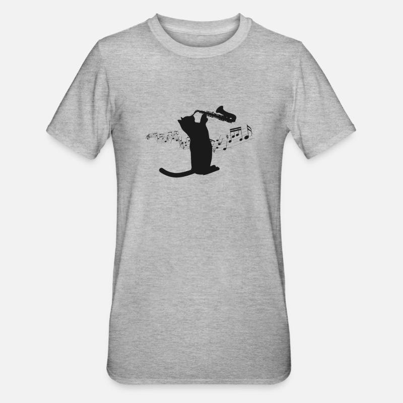 Saxophone Chat - T-shirt polycoton Unisexe - gris chiné