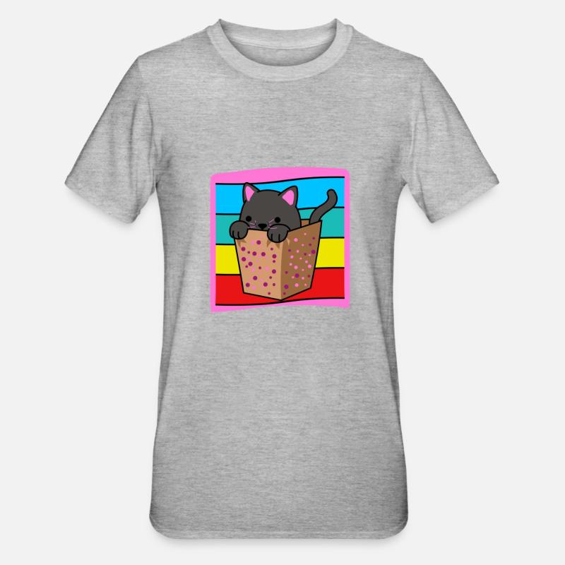 Cat in a box - Unisex Polycotton T-Shirt - heather grey
