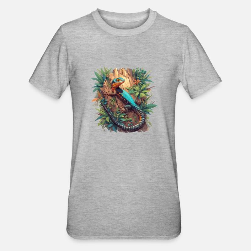 Eidechsen Eidechse - Unisex Polycotton T-Shirt - Grau meliert