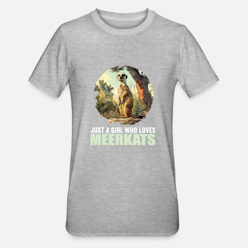 Meerkat Erdmännchen - Unisex Polycotton T-Shirt - Grau meliert