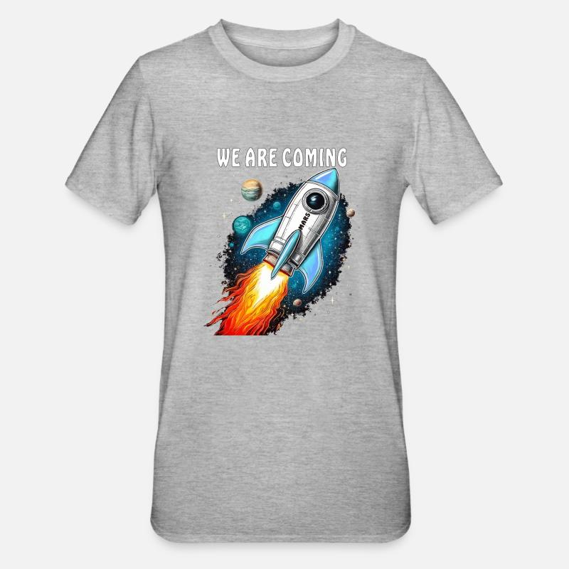 FUSÉE NOUS ARRIVONS - T-shirt polycoton Unisexe - gris chiné