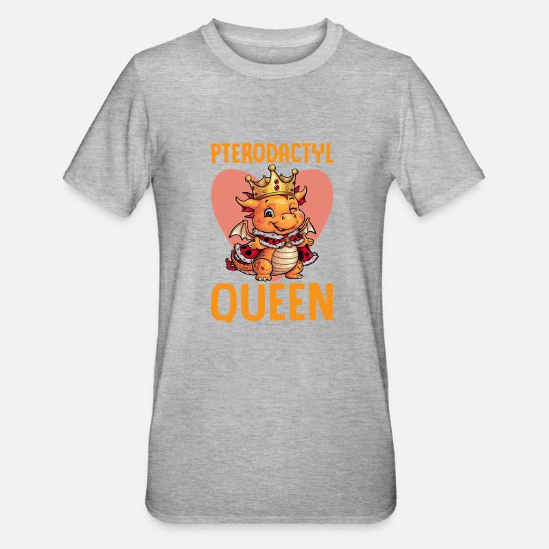 Ptérodactyle Queen Dino Design - T-shirt polycoton Unisexe - gris chiné