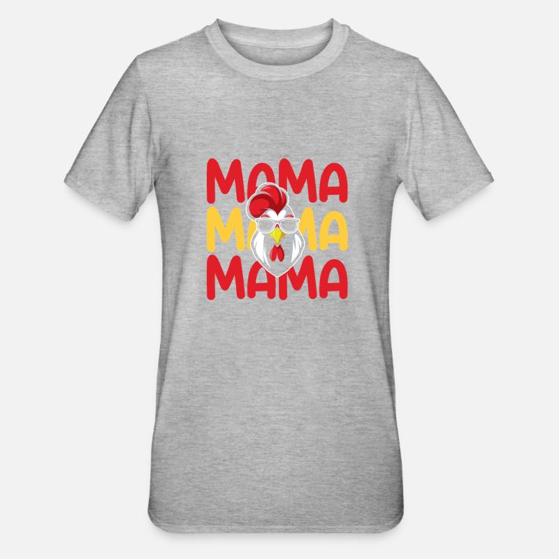 Hahn Mama Mutter Hühner - Unisex Polycotton T-Shirt - Grau meliert