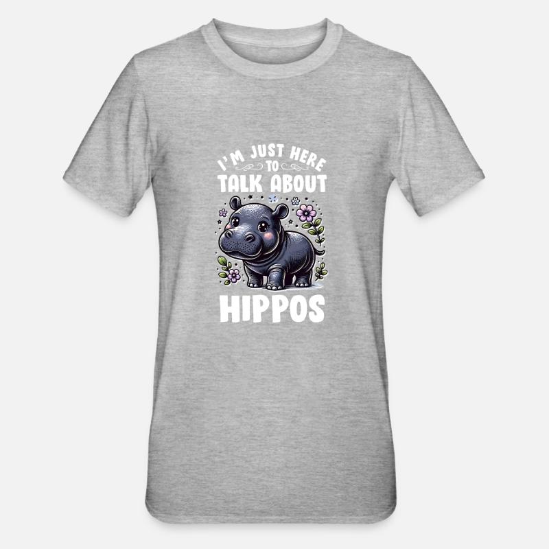 Nilpferd - Unisex Polycotton T-Shirt - Grau meliert