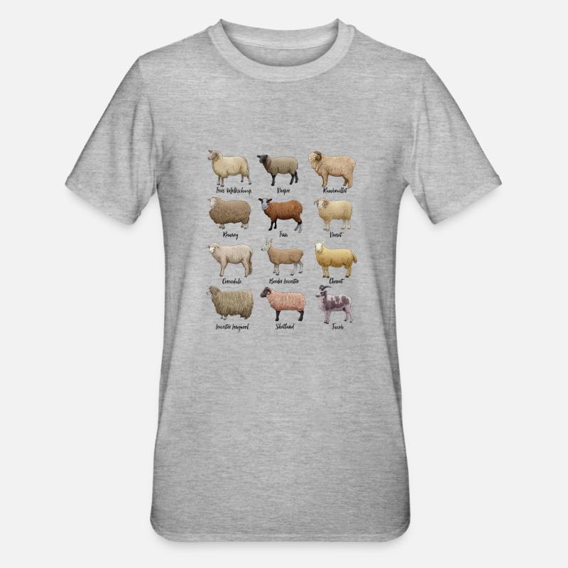 Dessins de moutons - Moutons - T-shirt polycoton Unisexe - gris chiné