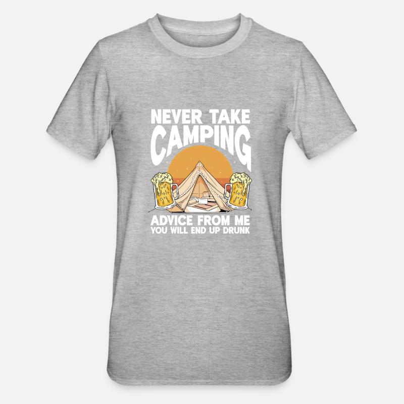 Camping Campfire Camper - Unisex Polycotton T-Shirt - Grau meliert
