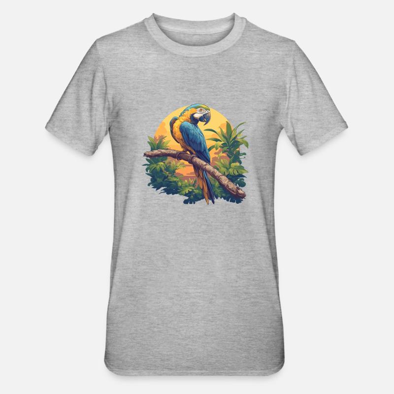 Perroquet Perroquet Perroquet - T-shirt polycoton Unisexe - gris chiné