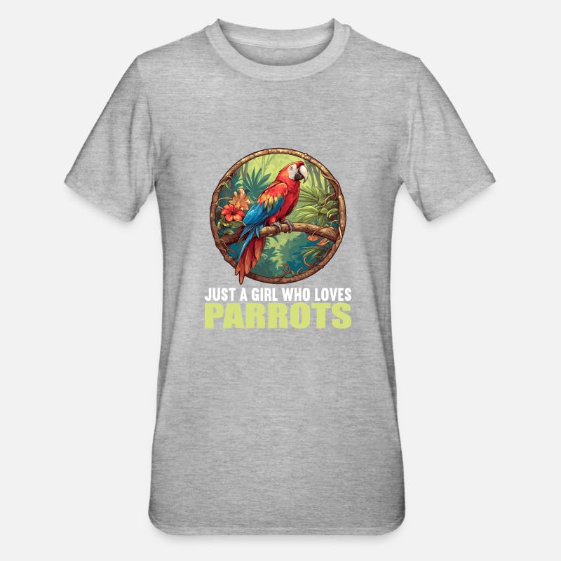Perroquet Perroquet Perroquet - T-shirt polycoton Unisexe - gris chiné