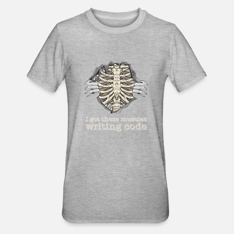 I Got These Muscles Writing Code for Nerd Geek - Unisex Polycotton T-Shirt - heather grey