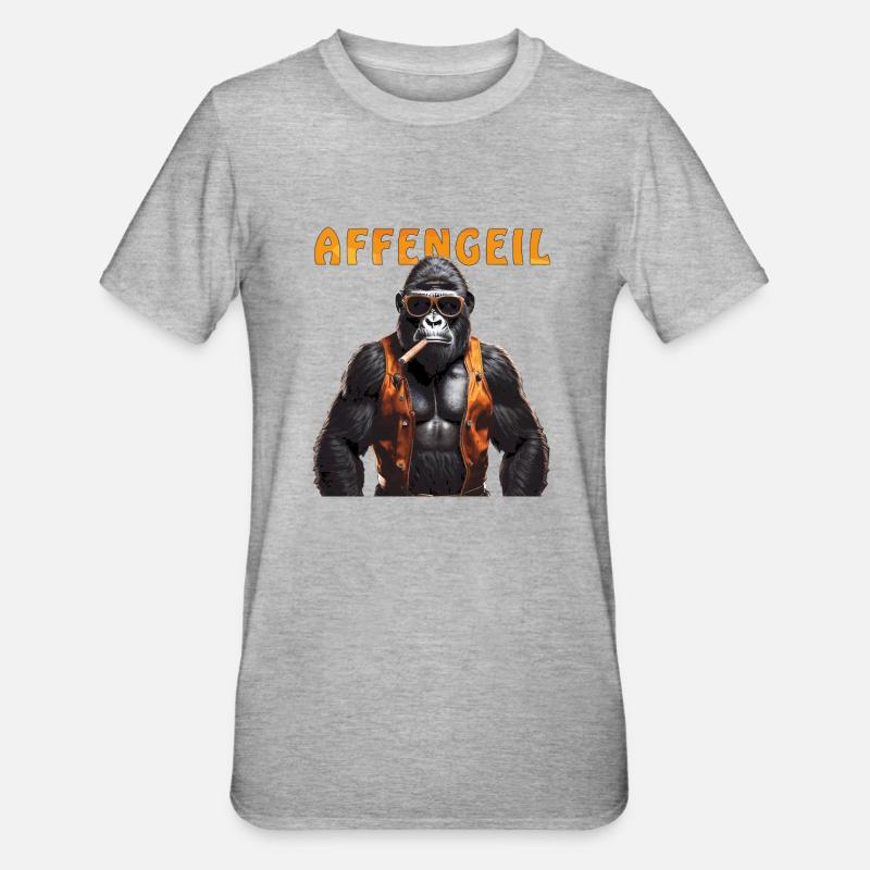 AFFE GORILLA AFFENGEIL - Unisex Polycotton T-Shirt - Grau meliert