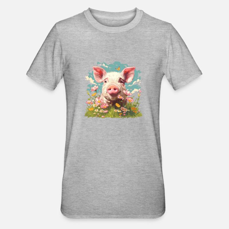 Cochon Cochon - T-shirt polycoton Unisexe - gris chiné