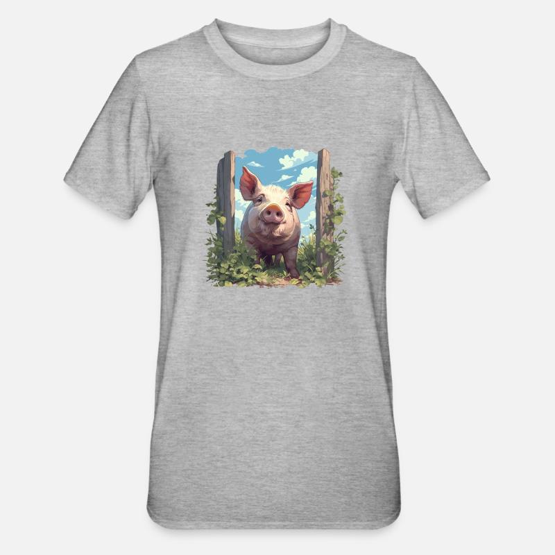 Cochon Cochon - T-shirt polycoton Unisexe - gris chiné