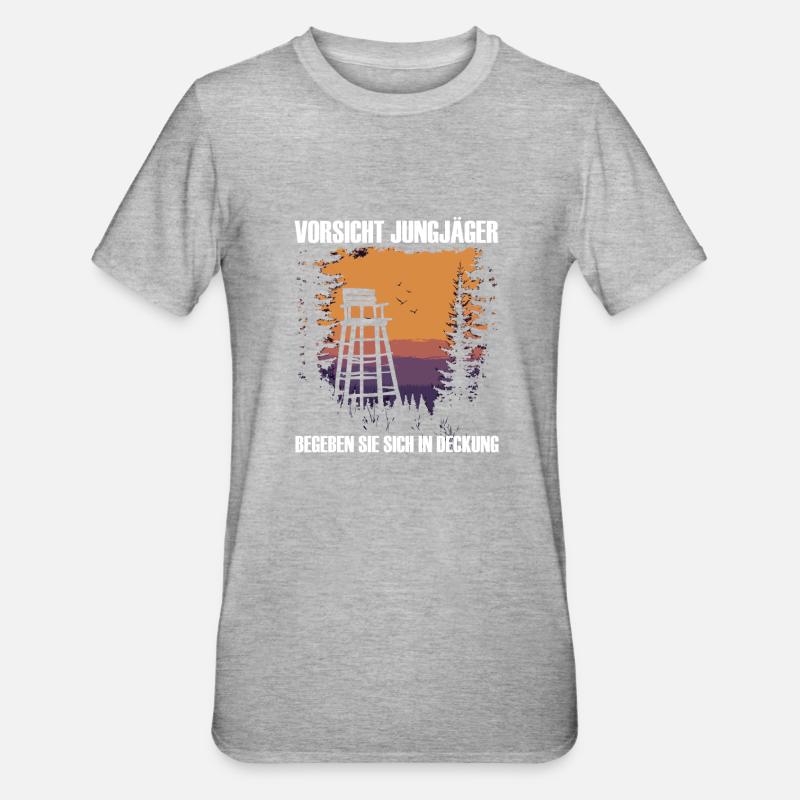 Méfiez-vous des jeunes chasseurs - T-shirt polycoton Unisexe - gris chiné