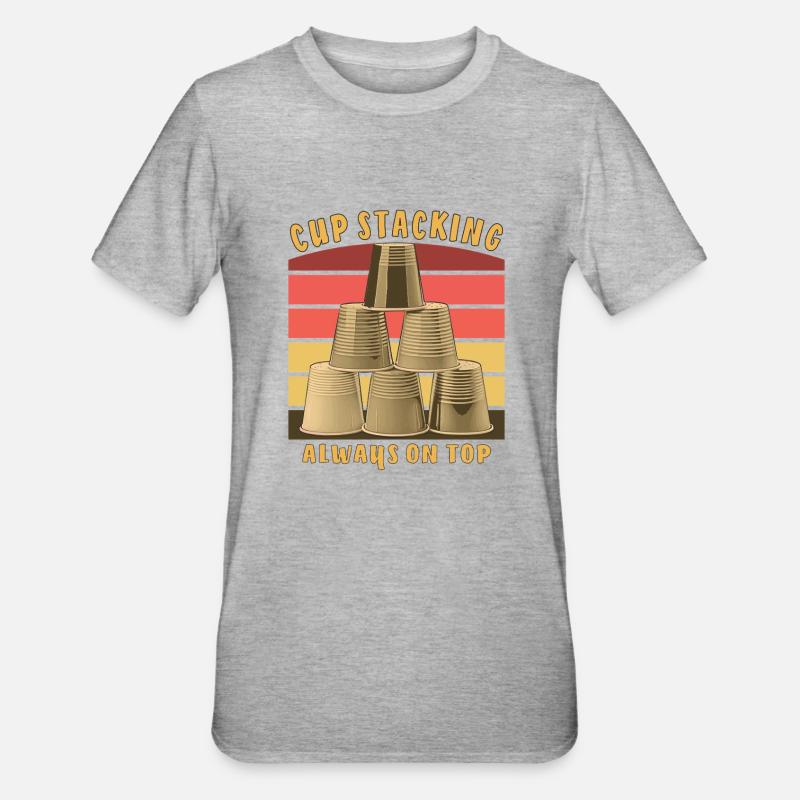 CUP STACKING ALWAYS ON TOP - Unisex Polycotton T-Shirt - Grau meliert