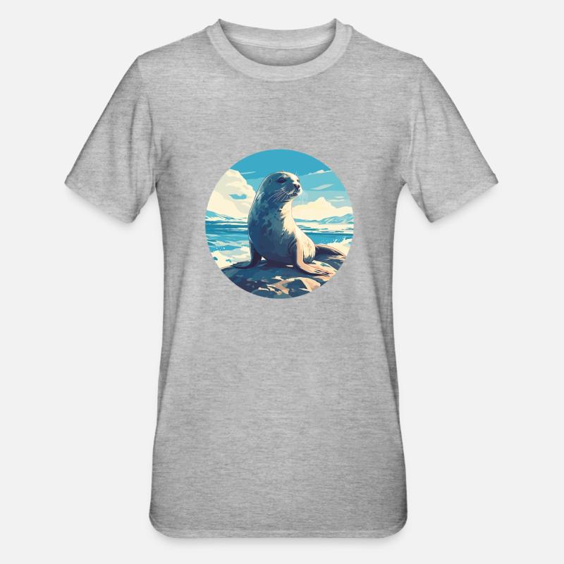 Robben Robbe - Unisex Polycotton T-Shirt - Grau meliert