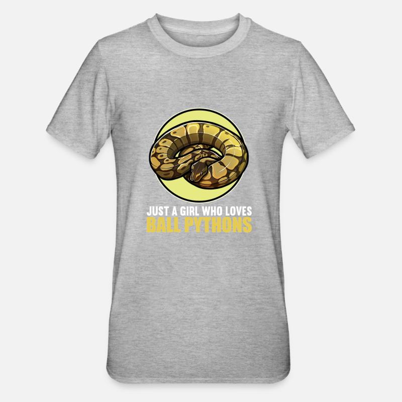 Ball Python Königspythons Königspython - Unisex Polycotton T-Shirt - Grau meliert