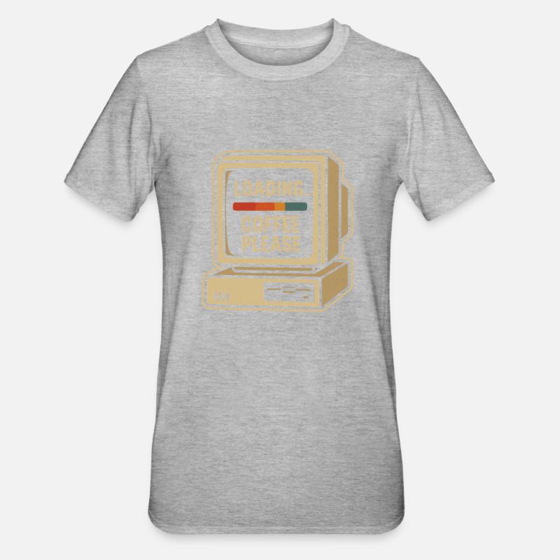 Loading Coffee Please Retro Computer - Unisex Polycotton T-Shirt - Grau meliert