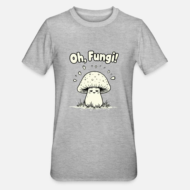 Oh, les champignons ! Champignon drôle - T-shirt polycoton Unisexe - gris chiné