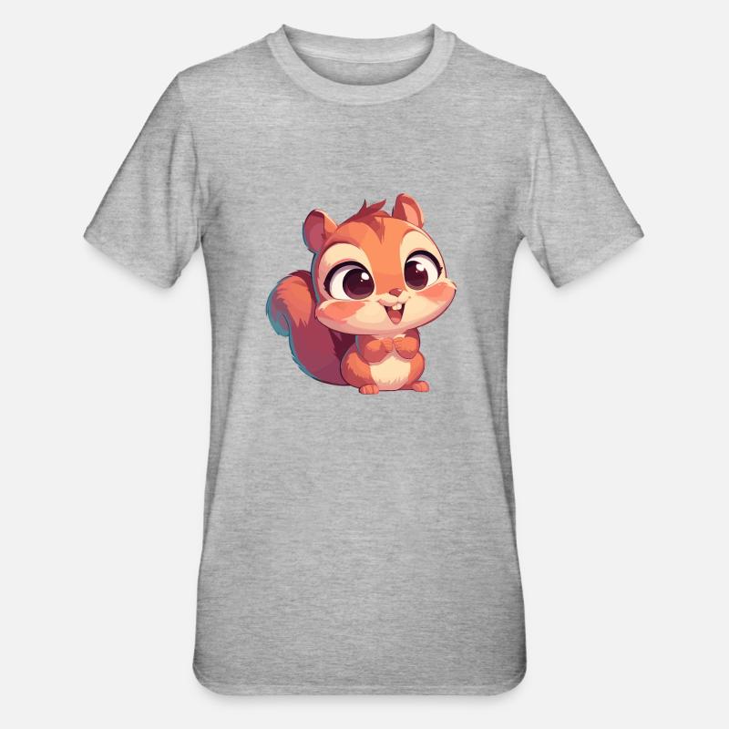 Eichhörnchen - Unisex Polycotton T-Shirt - Grau meliert