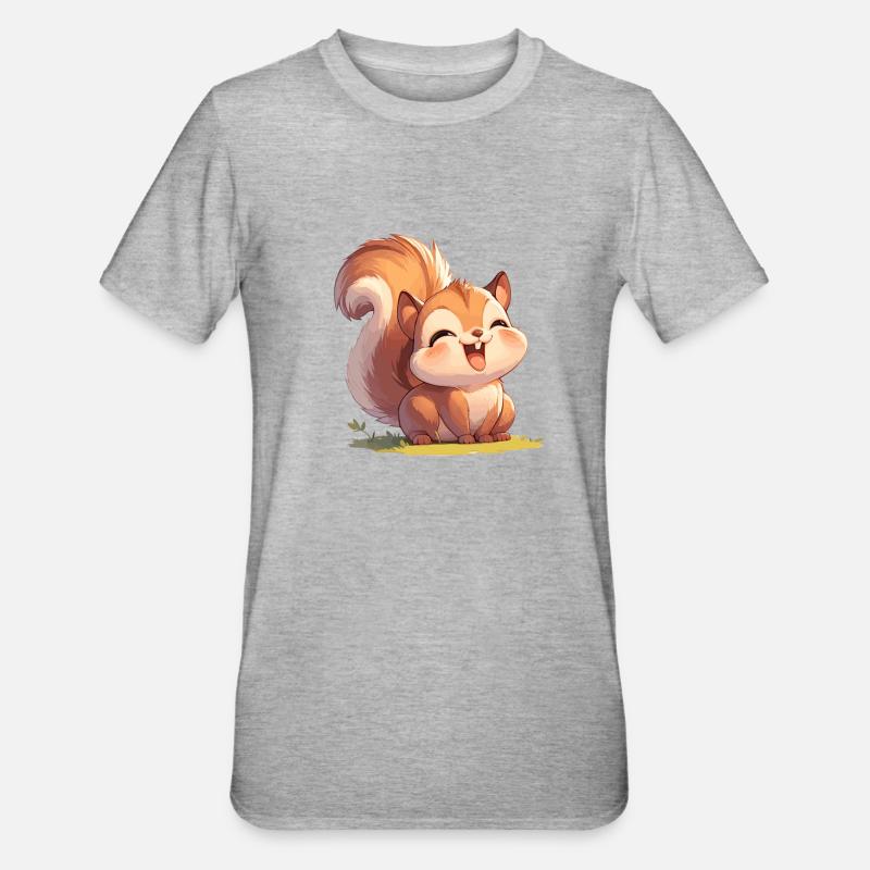 Eichhörnchen - Unisex Polycotton T-Shirt - Grau meliert