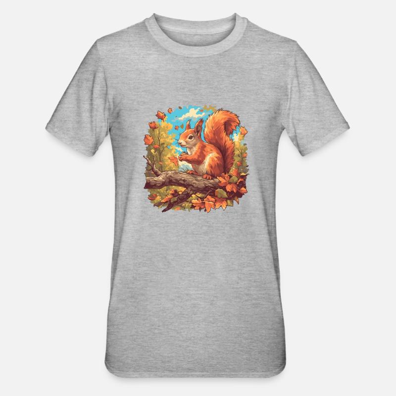 Eichhörnchen - Unisex Polycotton T-Shirt - Grau meliert