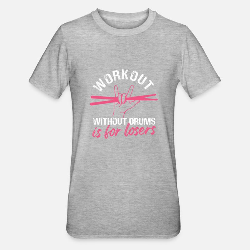 Bold Workout Drumming Design - Unisex Polycotton T-Shirt - Grau meliert