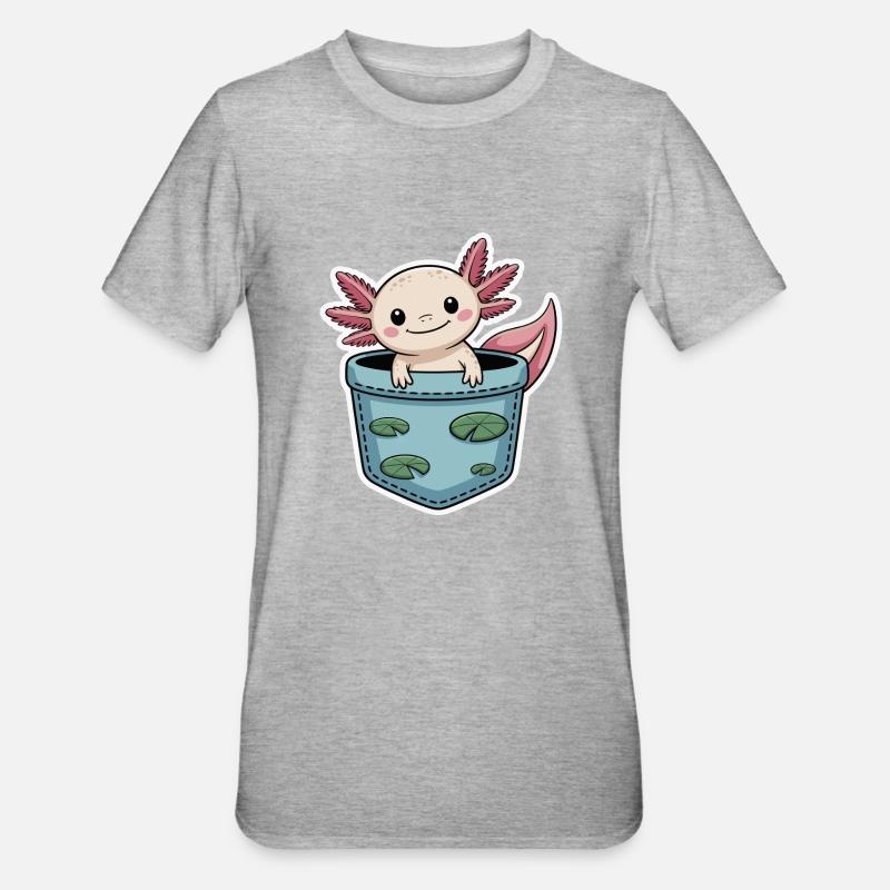 Axolotl mignon - T-shirt polycoton Unisexe - gris chiné
