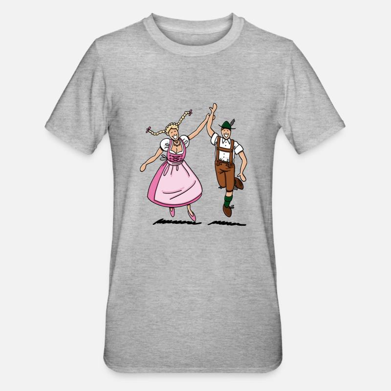 Paire dans Dirndl et culotte - T-shirt polycoton Unisexe - gris chiné