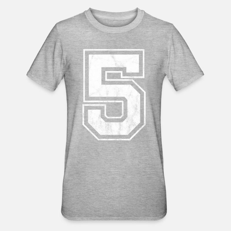 Nummer 5 - Unisex Polycotton T-Shirt - Grau meliert