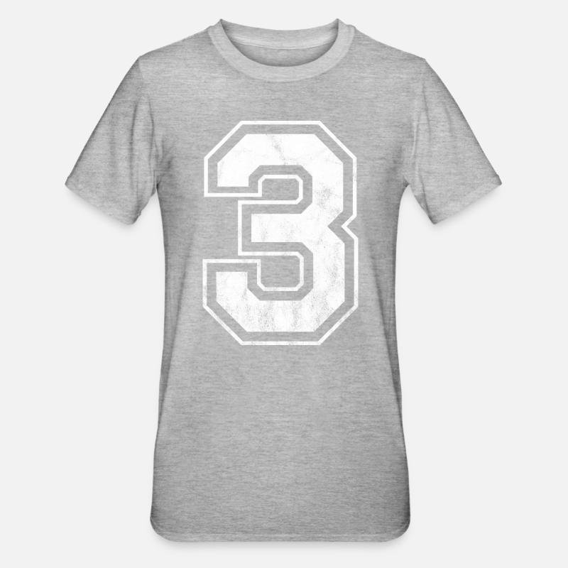 Numéro 3 - T-shirt polycoton Unisexe - gris chiné