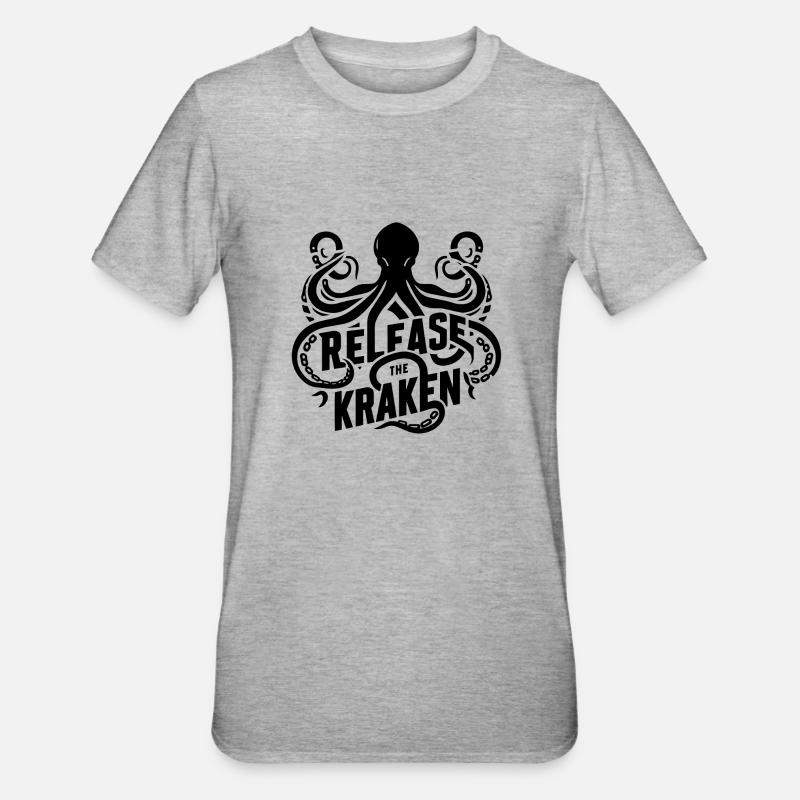 Libérer le design de la pieuvre Kraken - T-shirt polycoton Unisexe - gris chiné