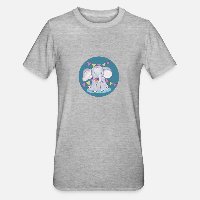 Elephant celebrates birthday - Unisex Polycotton T-Shirt - heather grey