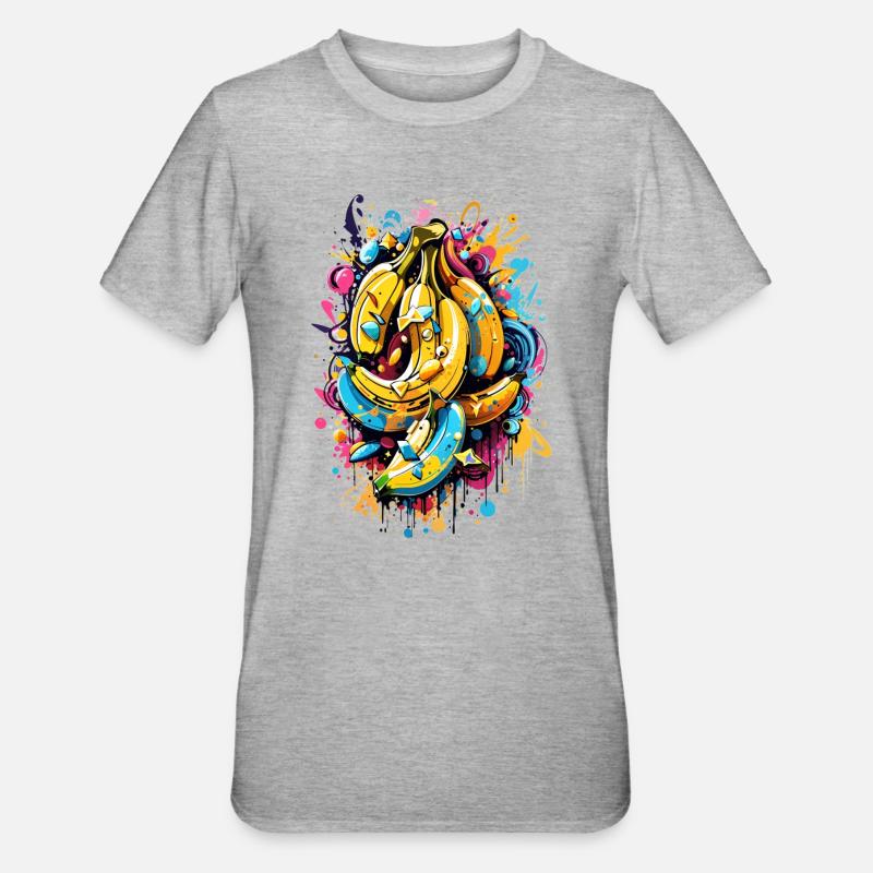 Graffiti Bananes - T-shirt polycoton Unisexe - gris chiné