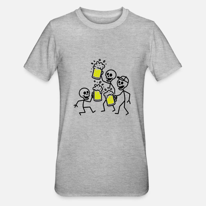 Bier Team Skelett - Unisex Polycotton T-Shirt - Grau meliert