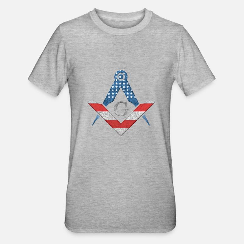 Masonic Freemasonry Fraternal - Unisex Polycotton T-Shirt - Grau meliert