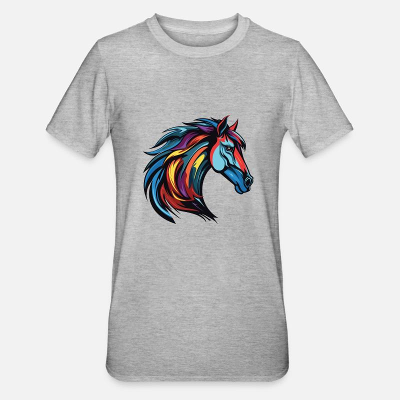 Portrait de cheval - T-shirt polycoton Unisexe - gris chiné
