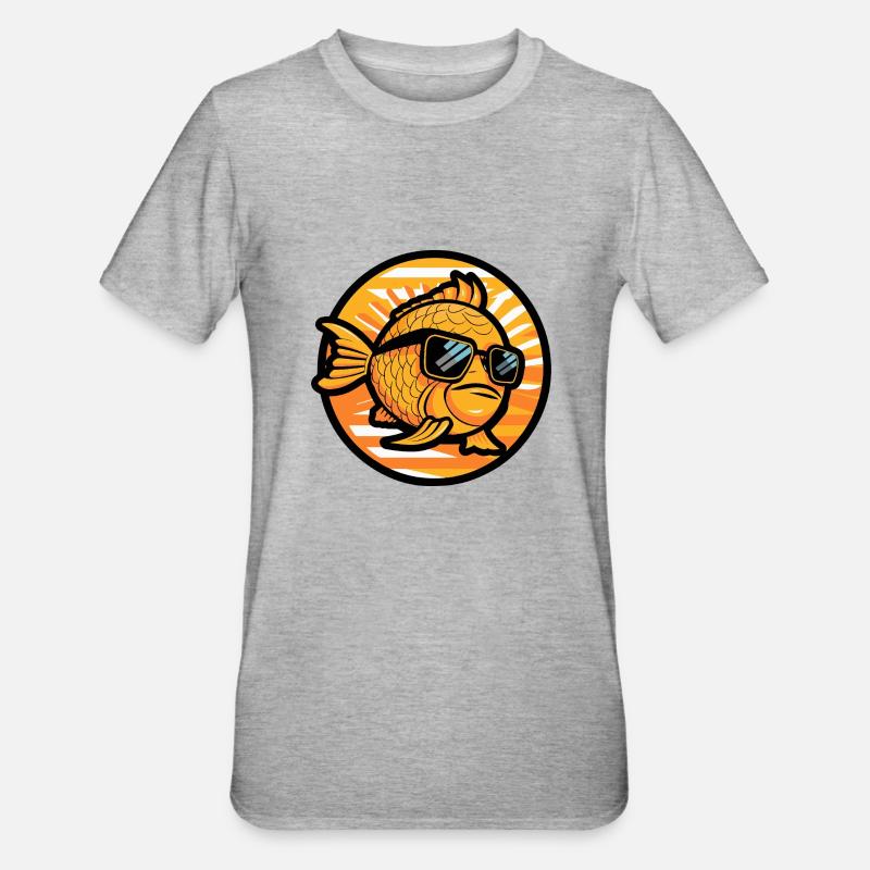 Goldfische Comic Cool - Unisex Polycotton T-Shirt - Grau meliert