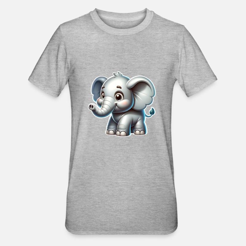 Elefant - Unisex Polycotton T-Shirt - Grau meliert