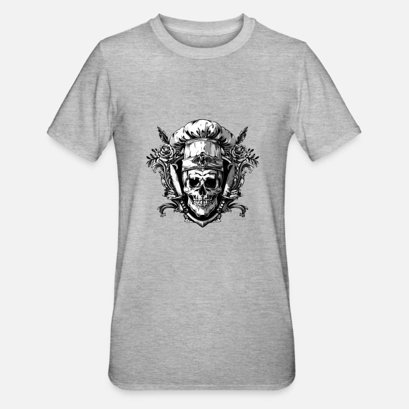 Koch Skull Skeleton Chef Crest - Unisex Polycotton T-Shirt - heather grey