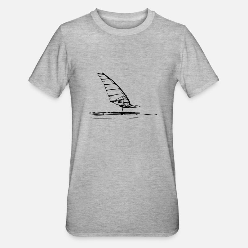 Windsurf Foil Sketch - T-shirt polycoton Unisexe - gris chiné