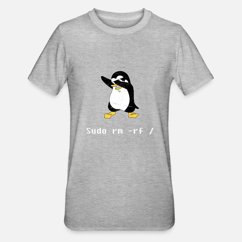 Sudo rm RF Admin Sysadmin Cadeau Java Linux - T-shirt polycoton Unisexe - gris chiné