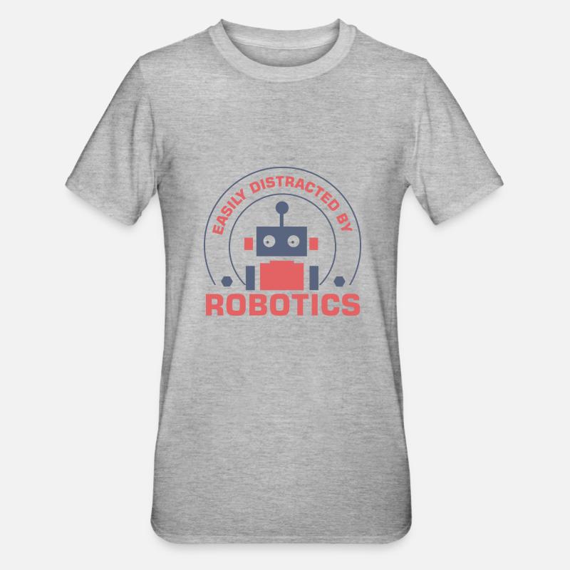 Abgelenkt von Robotik Nette Robotertechnik - Unisex Polycotton T-Shirt - Grau meliert