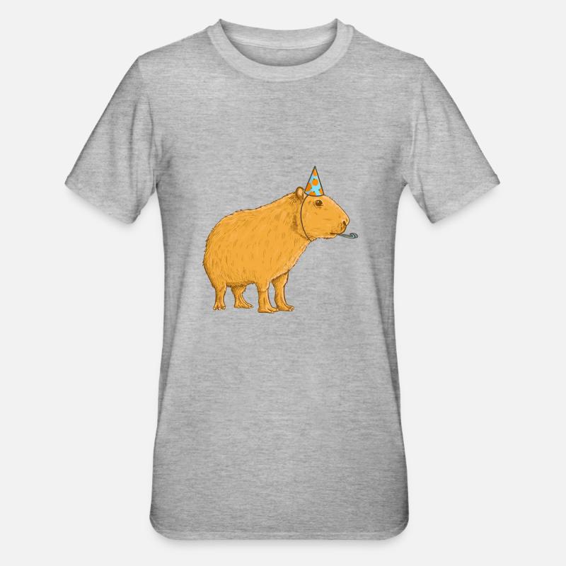 Anniversaire de Capybara - T-shirt polycoton Unisexe - gris chiné
