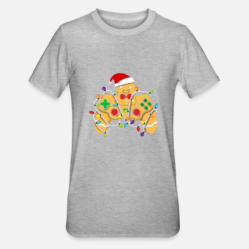 Christmas Gaming Controller Gingerbread - Unisex Polycotton T-Shirt - heather grey