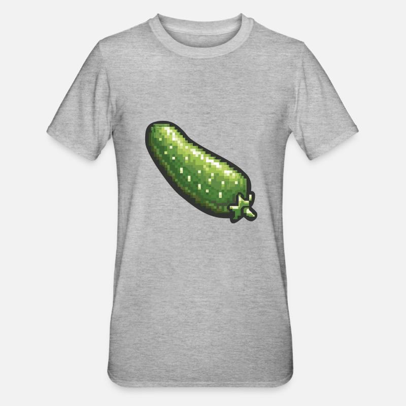 Icône pixel de concombre - T-shirt polycoton Unisexe - gris chiné
