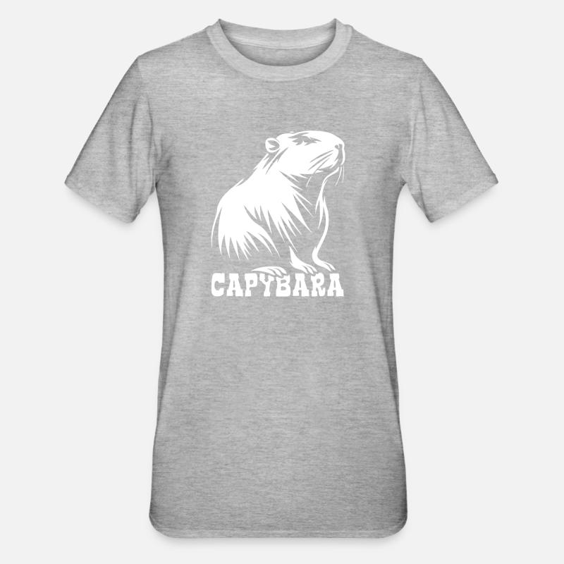 Capybara - Drawing Silhouette - Unisex Polycotton T-Shirt - heather grey