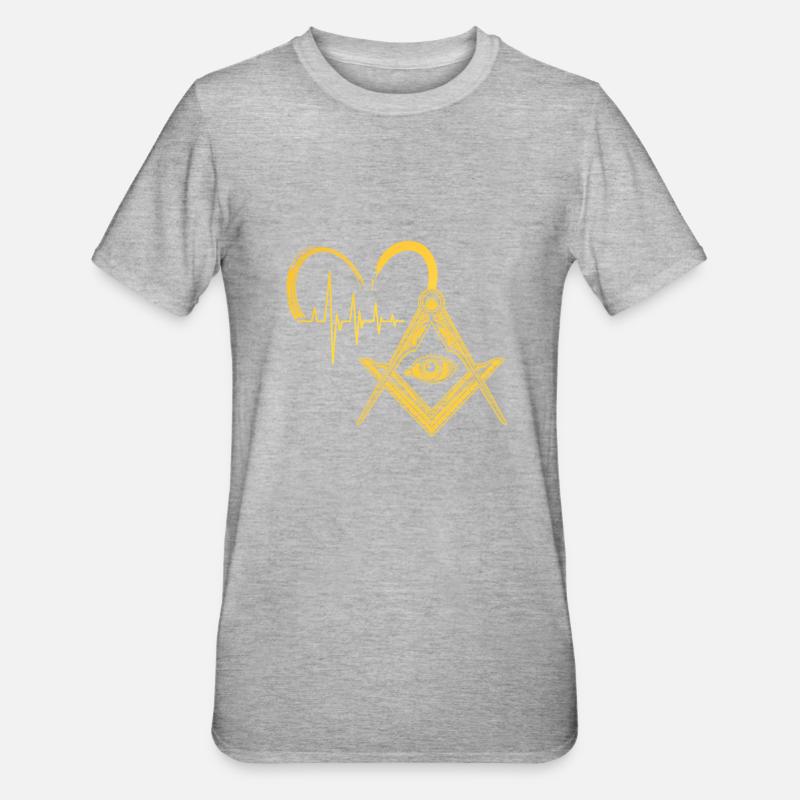 Masonic Freemasonry Fraternal - Unisex Polycotton T-Shirt - Grau meliert