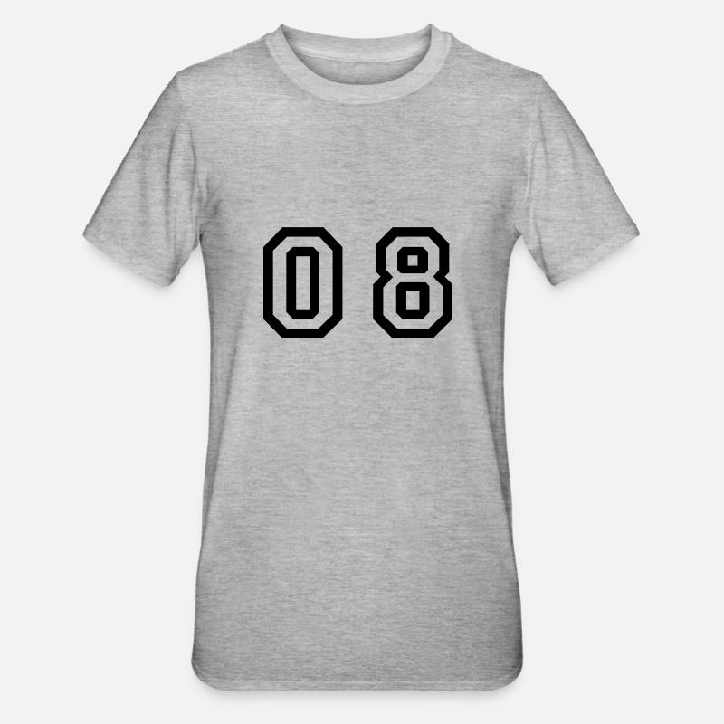 nombre - 08 - zéro huit - T-shirt polycoton Unisexe - gris chiné