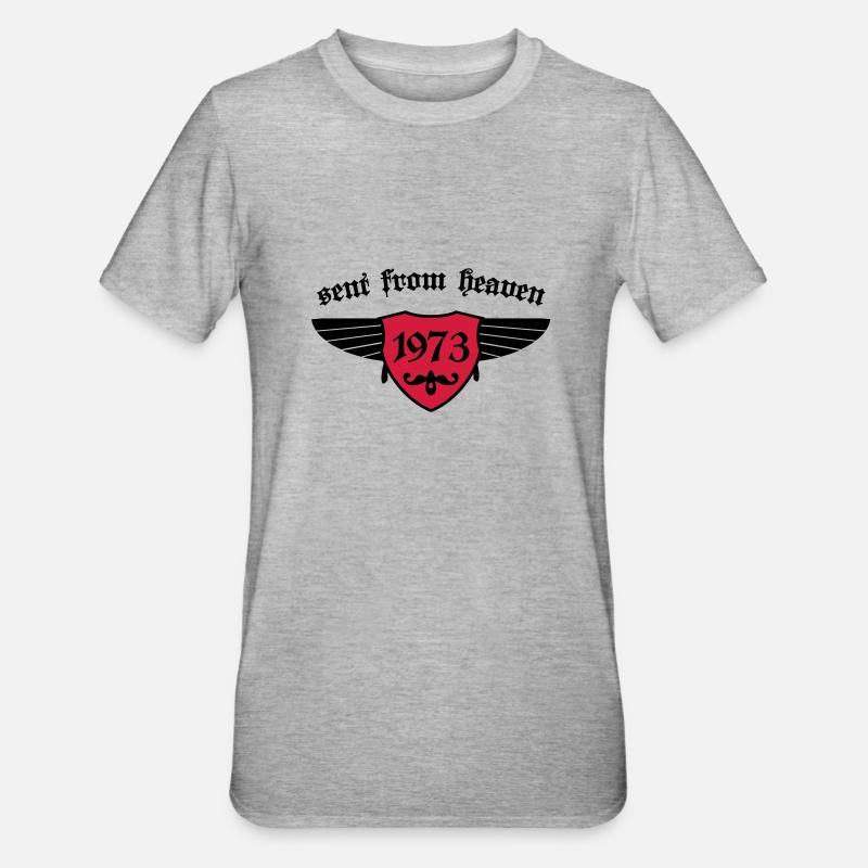 Anniversaire - envoyé du ciel 1973 - T-shirt polycoton Unisexe - gris chiné